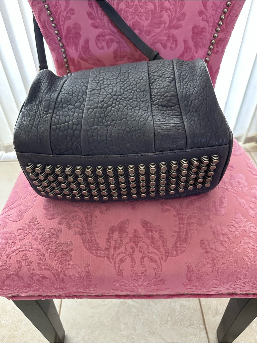 Alexander Wang Rocco  Studded Leather PebbledBag Gray